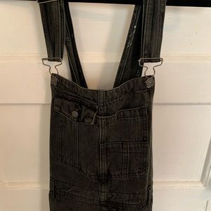 Free People Black Denim Overalls. Size 28.